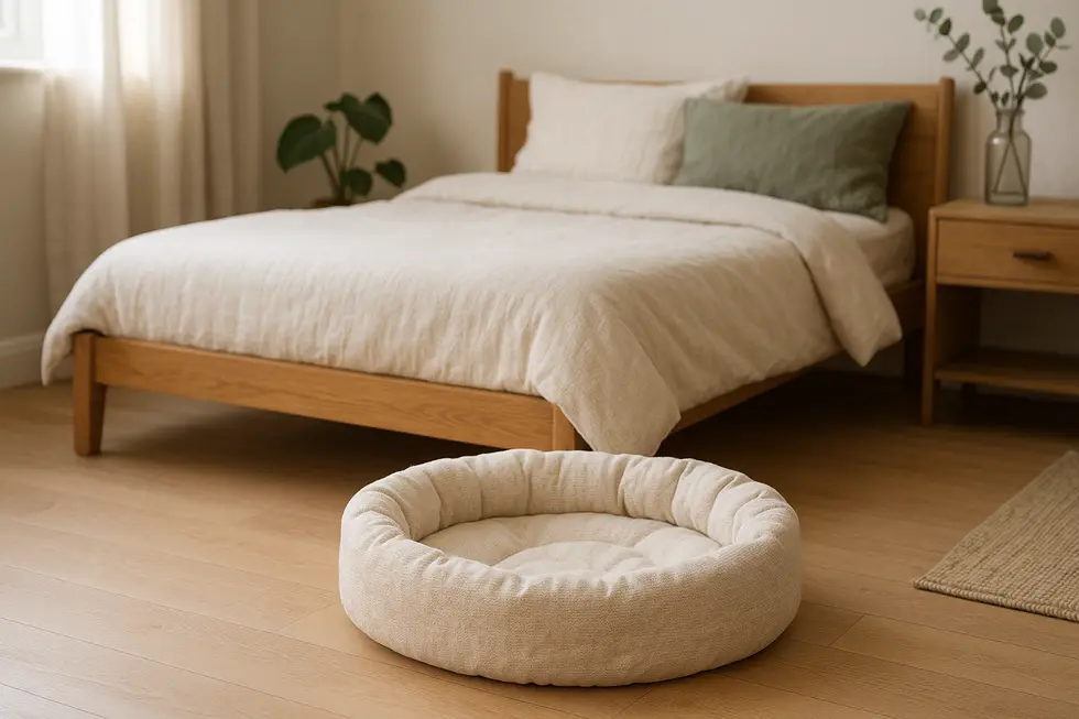 A cozy cat bed offering maximum comfort to a sleeping feline.