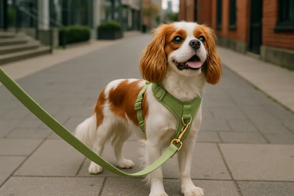 Cavology’s trendy matcha green leash and harness set.