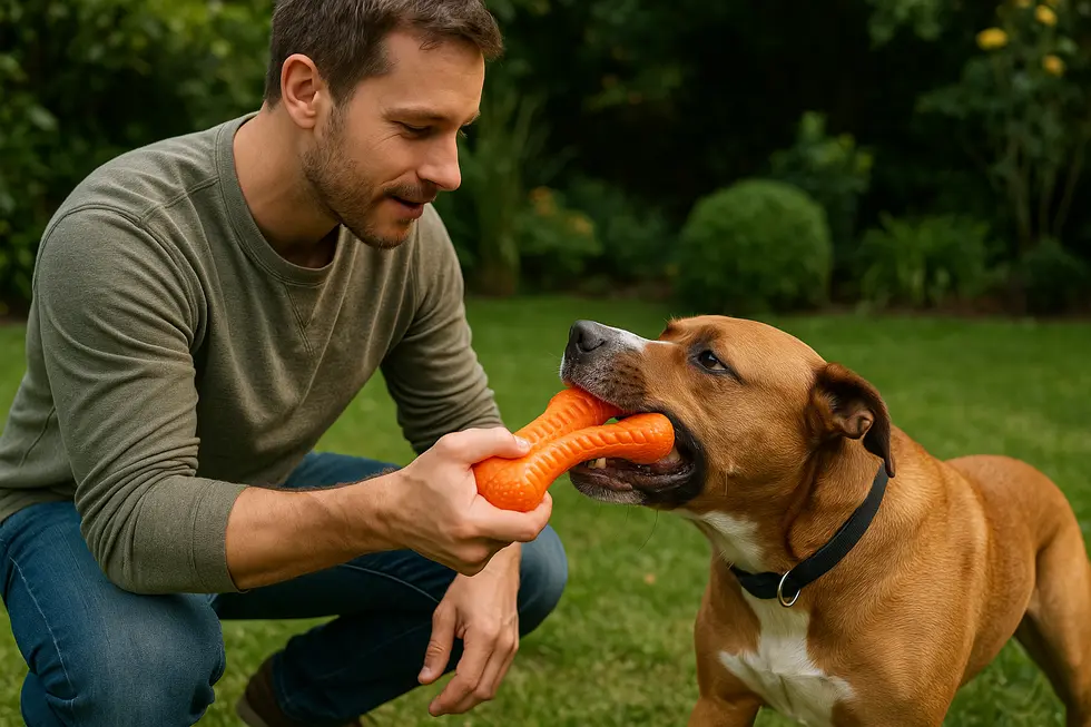 Close-up of durable dog toys designed with advanced materials for longevity.